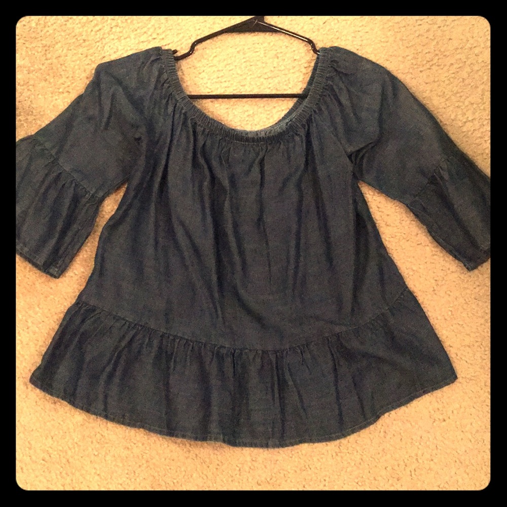 Denim Bell Sleeves Shirt